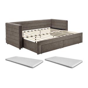 Cama nido 2 x 80 x 200 cm - Con somier y cajones - Tela tex…