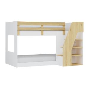 Litera 90 x 190 cm - Con almacenamiento - Color: Blanco y n…
