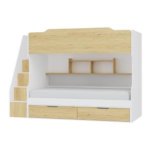 Litera 90 x 190 cm - Con almacenamiento - Color: Blanco y n…