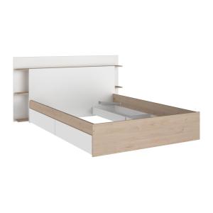 Cama 140 x 190/200 cm con 4 cajones - Color: Natural y blan…