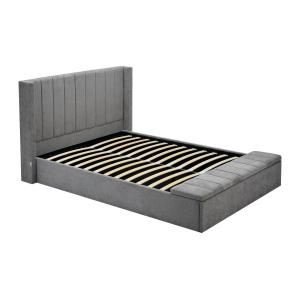 Cama baúl 180 x 200 cm con banco - Tela - Gris - DOUINO