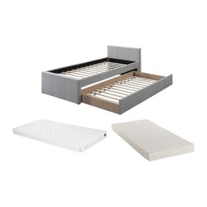 Cama nido 90 x 190 cm - Tela - Gris   Colchón - DORITALO