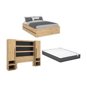 Canapé abatible con puente 140 x 190 cm - Color: Natural y…