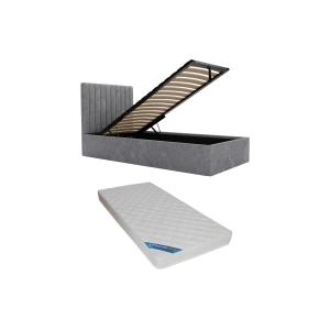 Cama nido 90 x 190 cm con cabecero de costuras verticales -…
