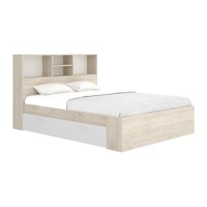 Cama 140 x 190 cm con almacenamiento - Color: Natural y bla…
