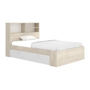 Cama 120 x 190 cm con almacenamiento - Color: Natural y bla…