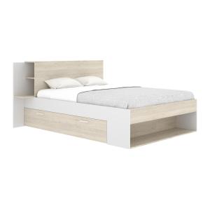 Cama 140 x 190 cm con almacenamiento - Color: Natural y bla…
