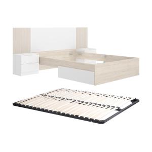 Cama con mesitas de noche 140 x 190 cm - Color: Natural y b…