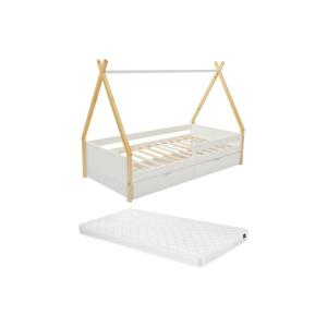 Cama tipi 90 x 190 cm con cajones - Pino y MDF - Color: Bla…