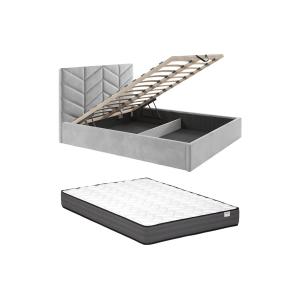 Canapé abatible de 140 x 190 cm - Tela texturizada - Gris  …