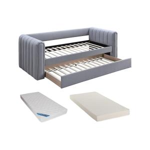 Cama nido 90 x 190 cm - Tela - Gris   Colchón - SAHONA