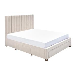Cama con 3 cajones 140 x 200 cm - Tela - Beige - LIAKO