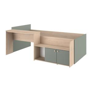 Cama con escritorio y armario 90 x 190/200 cm - Color: Natu…