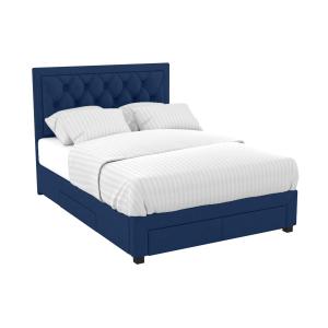 Cama con cajones 180 x 200 cm - Tela terciopelo azul - LEOP…