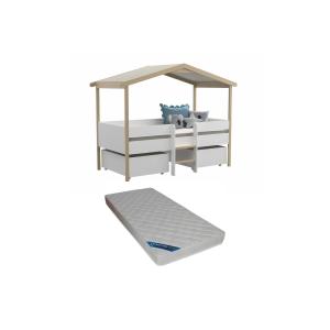 Cama infantil SAROSI con cajones - 90 x 190 cm - tilo - Bla…