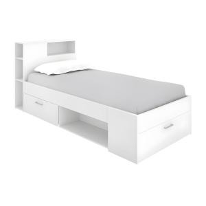 Cama con cabecero compartimentos y cajones - 90 x 190 cm -…