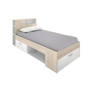 Cama con cabecero con compartimentos y cajón - 90 x 190 cm…