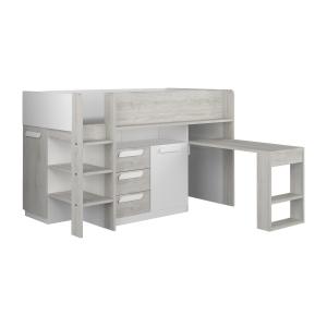 Cama 90 x 200 cm - Con escritorio y compartimentos - blanco…
