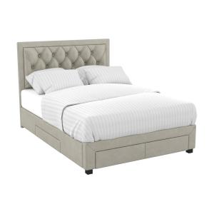 Cama con cajones - Tela terciopelo Beige - 140 x 190 cm - L…
