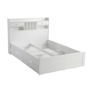 Estructura de cama con almacenaje - 140x190 cm - Blanco - M…