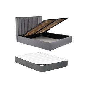 Canapé abatible 160 x 200 cm con cabecero - Tela - Gris   C…