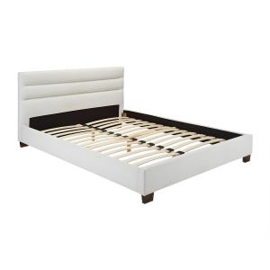 Cama FAUSTIN - 160x200 cm - Piel sintética blanca