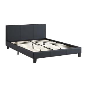 Cama CORNELIUS - 140x190cm - Piel sintética negra