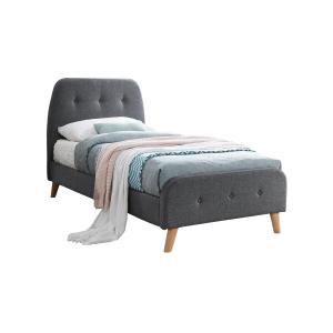 Cama ROMEO cabecero capitoné - 90x190 cm - Tela gris