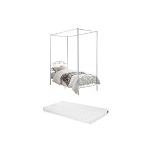 Cama con baldaquín LEYNA - 90 x 190 cm - metal - Blanco   c…
