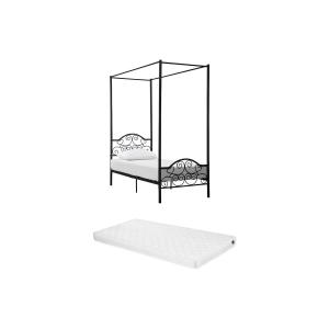 Cama con baldaquín LEYNA - 90 x 190 cm - metal - Negro   co…