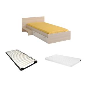 Cama infantil - 1 cajón - 90 x 190  cm - natural  y blanco…