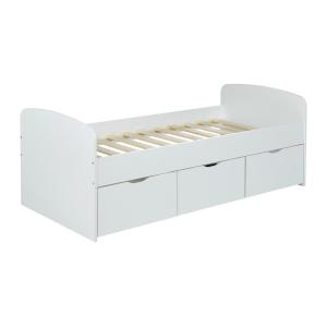 Cama LOUANE con 2 cajones y 1 arcón - 90 x 190 cm - Blanco