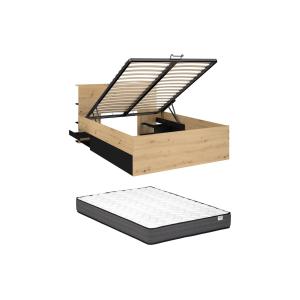 Canapé abatible 140 x 190 cm - Color: Natural y negro   Col…