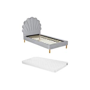 Cama infantil de 90 x 190 cm - Terciopelo - Gris claro   co…