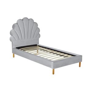 Cama infantil de 90 x 190 cm - Terciopelo - Gris claro - MO…