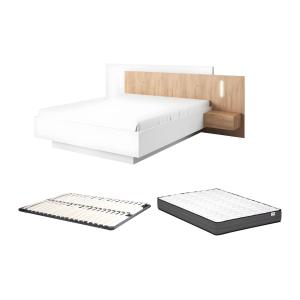 Cama con mesas de noche 160 x 200 cm - 2 cajones - Con LEDs…