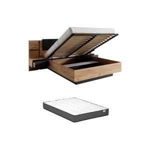 Canapé abatible con mesitas de noche 140 x 190 cm - Con LED…