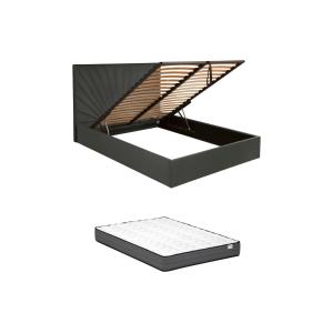 Canapé abatible 140 x 190 cm - Terciopelo - Gris antracita…