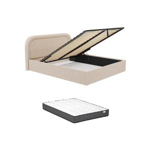 Canapé abatible 140 x 190 cm - Tela de rizo - Beige   colch…