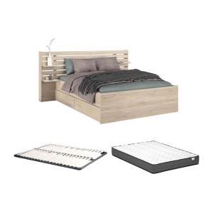 Cama 140 x 200 cm con compartimentos - Color: natural   Som…