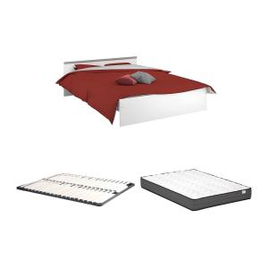 Cama con compartimentos 140 x 190 cm - 2 cajones y 1 estant…
