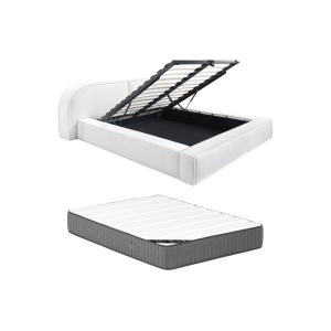 Cama arcón 180 x 200 cm - Terciopelo acanalado - Crema - Co…