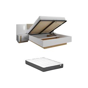 Cama con cajones y mesitas de noche 160 x 200 cm - Con luce…