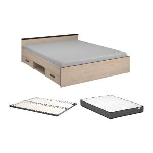 Cama con compartimentos 160 x 200 cm - 2 cajones y 1 estant…