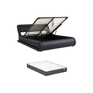 Canapé abatible 160 x 200 cm - Con LEDs - Piel sintética -…