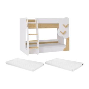 Literas 2 x 90 x 190 cm - blanco y natural   Colchones - PI…
