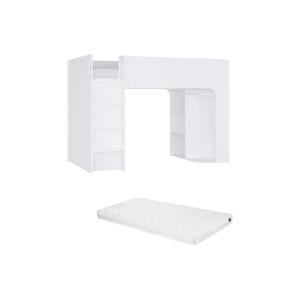 Cama alta 90 x 190 cm con compartimentos - blanco - Con col…
