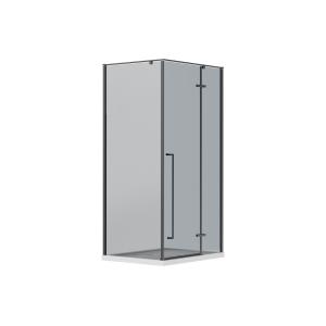 Mampara de ducha con puerta pivotante de vidrio ahumado - L…
