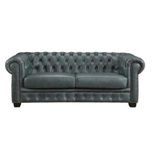 Sofá chesterfield de 3 plazas BRENTON 100% piel de búfalo -…