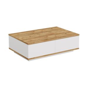 Mesa de centro con 2 puertas - Natural claro y Blanco - LOT…